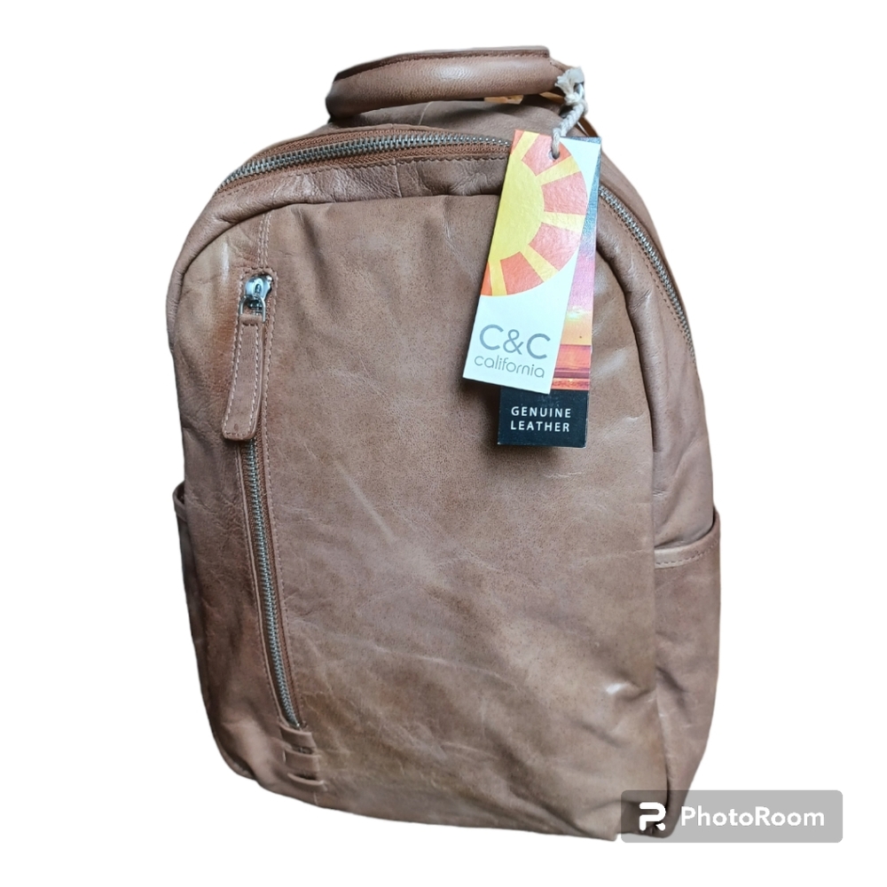 C&C California  leather backpack New 11" high 10" wide at bottom